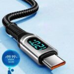 Type-C to Type-C PD対応最大120W 急速充電 1m /2m Type-c 充電ケーブル LEDデジタル電源表示 USB PD ケーブル 高性能充電ケーブル