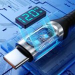 Type-C to Type-C PD対応最大120W 急速充電 1m /2m Type-c 充電ケーブル LEDデジタル電源表示 USB PD ケーブル 高性能充電ケーブル