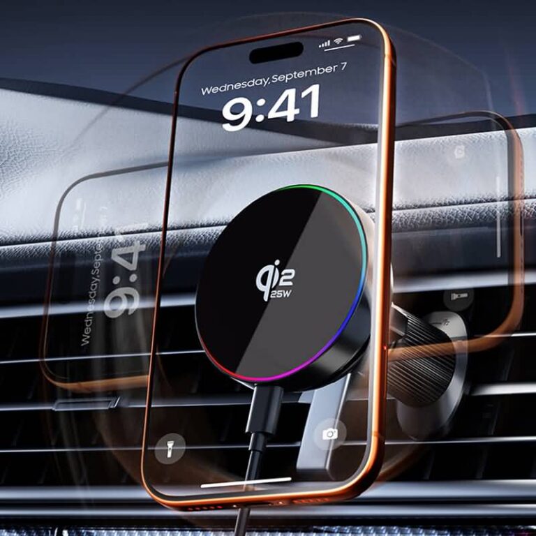 Qi2.2 MagSafe対応 強磁力 車載ホルダー PD25W 快速充電器 Qi2.2 ワイヤレス充電器 MagSafe車載充電器 角度自由調節