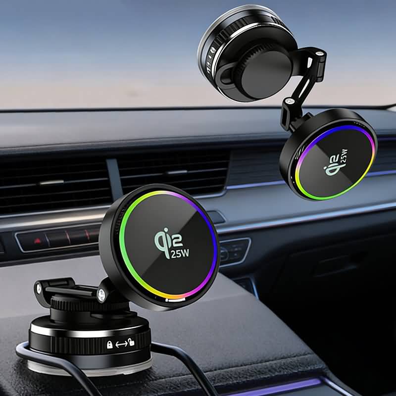 真空吸着式スマホスタンドマグネット式 Qi2.2 ワイヤレス充電対応 25W急速充電 車載ホルダー ワイヤレス充電器 スマホホルダー