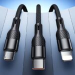 PD240W 3in2マルチ充電ケーブル USB 充電ケーブル ライトニング ケーブル 1.3m/2.0m 急速充電対応 ケーブル