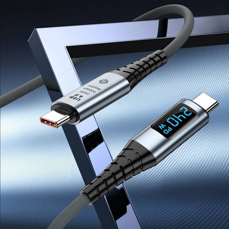 USB4 ケーブル PD240W対応 2m/1.2m/1.5m Type-C 8K 60Hz ケーブル LEDデジタル電源表示 Type-c ケーブル