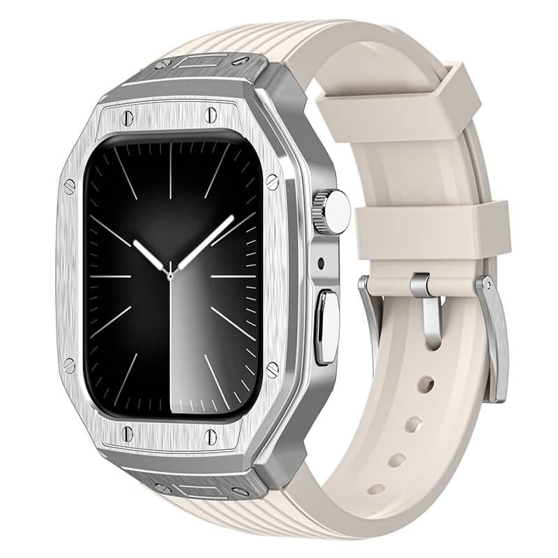 アップルウォッチ バンド Apple watch 46mm 一体型バンド メタル ケース 保護ケース 一体型 高級 Apple Watch 9/8/7/6/SE【44/45mm通用】