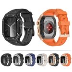 アップルウォッチ バンド Apple watch 46mm 一体型バンド メタル ケース 保護ケース 一体型 高級 Apple Watch 9/8/7/6/SE【44/45mm通用】