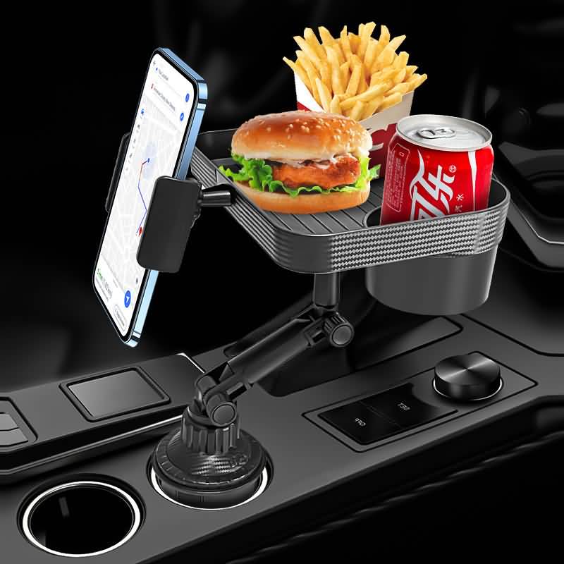 車載 マルチトレイテーブル トレー 360°回転 車内食事 カー用品 スマホホルダー 多機能 テーブル