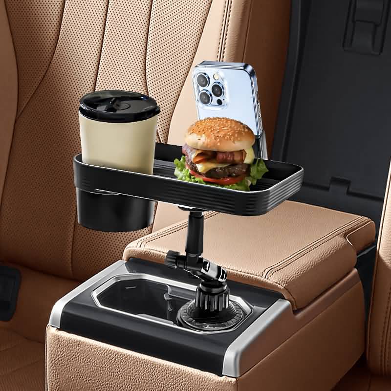 車載 マルチトレイテーブル トレー 360°回転 車内食事 カー用品 スマホホルダー 多機能 テーブル